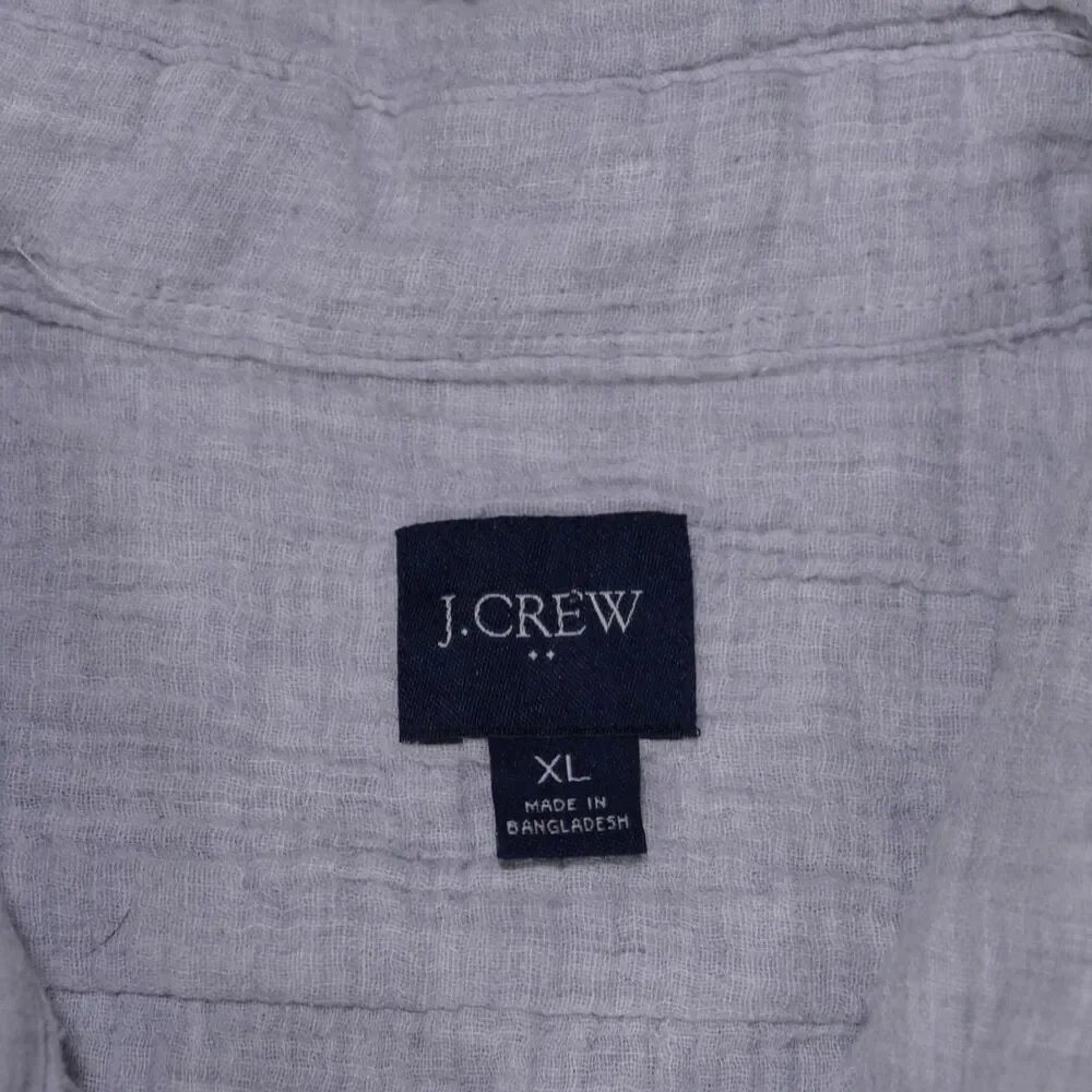 J.Crew Short Sleeve Gauze Shirt Mens XL Grey Textured Button Up
